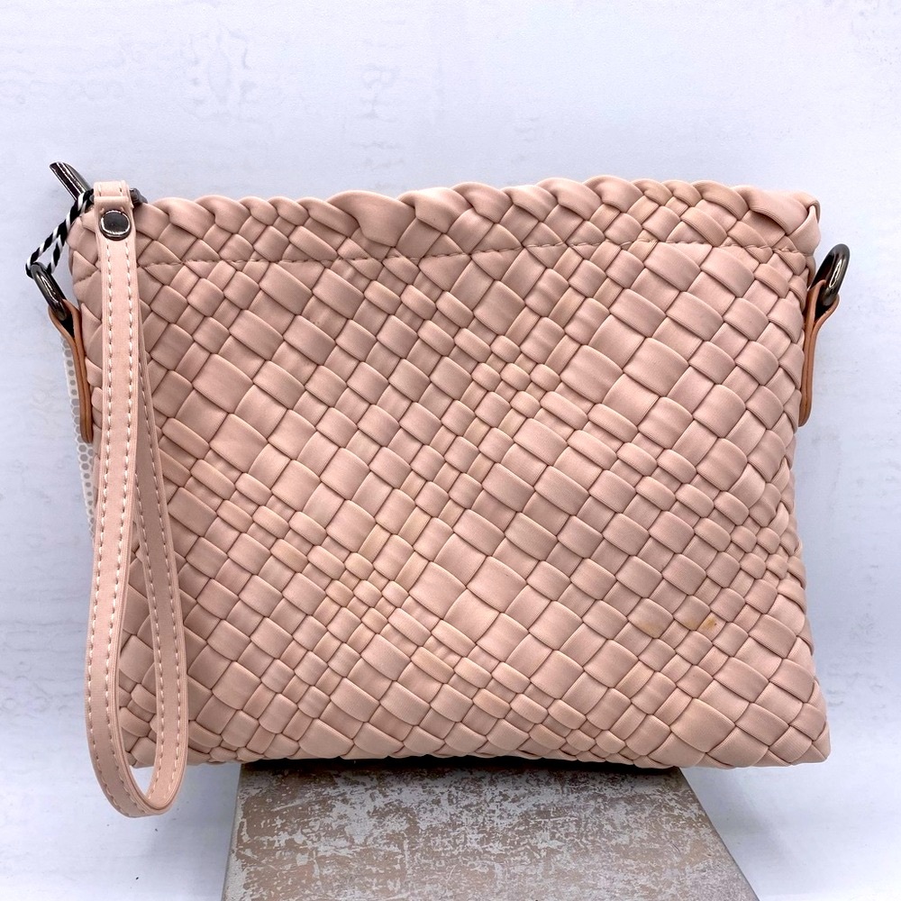 PreneLove Charlotte Hand Woven Wristlet /Crossbody Bag Dusty Pink NWT - Picture 11 of 11